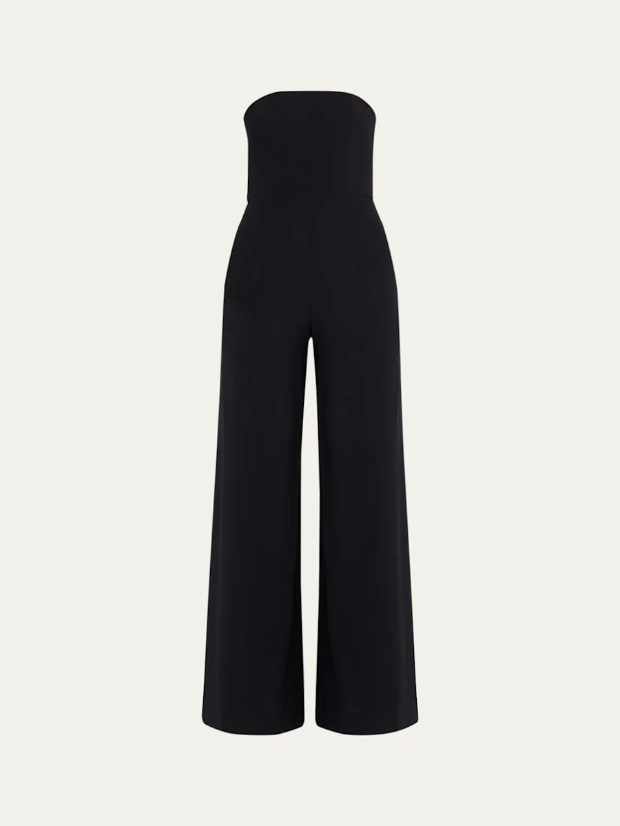 Jade Strapless Wide-Leg Crepe Jumpsuit - 1