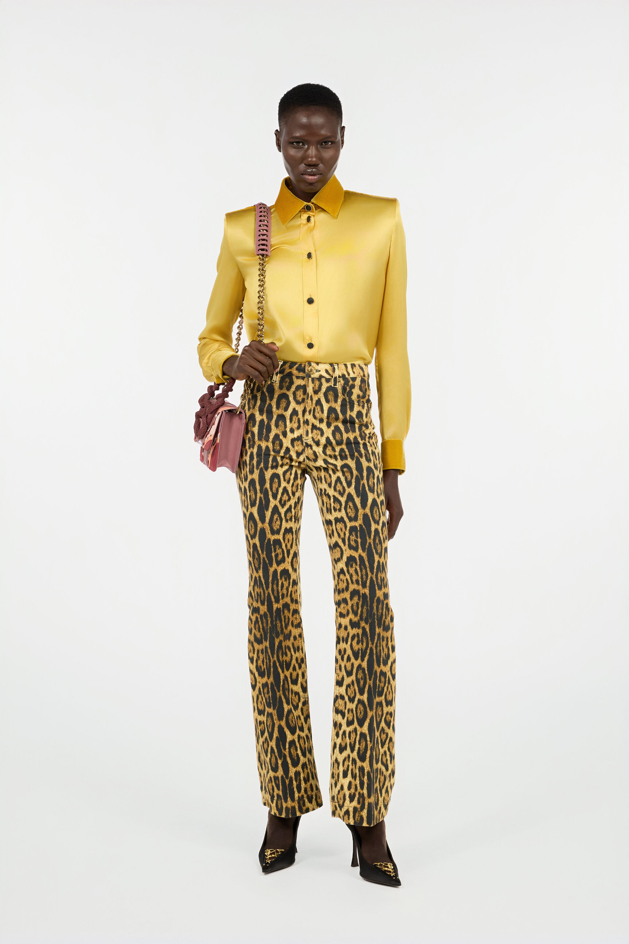 Denim Jeans With Jaguar Skin Print - 2