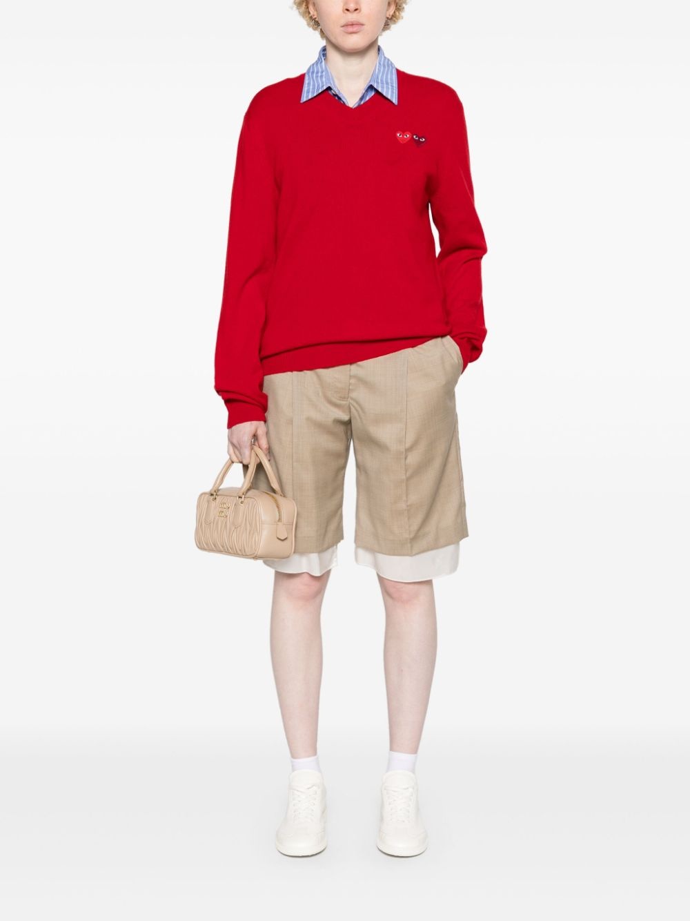 heart-patch wool jumper - 3