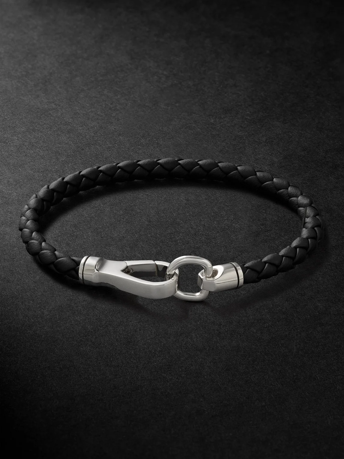 Braided Leather and Sterling Silver Bracelet - 1