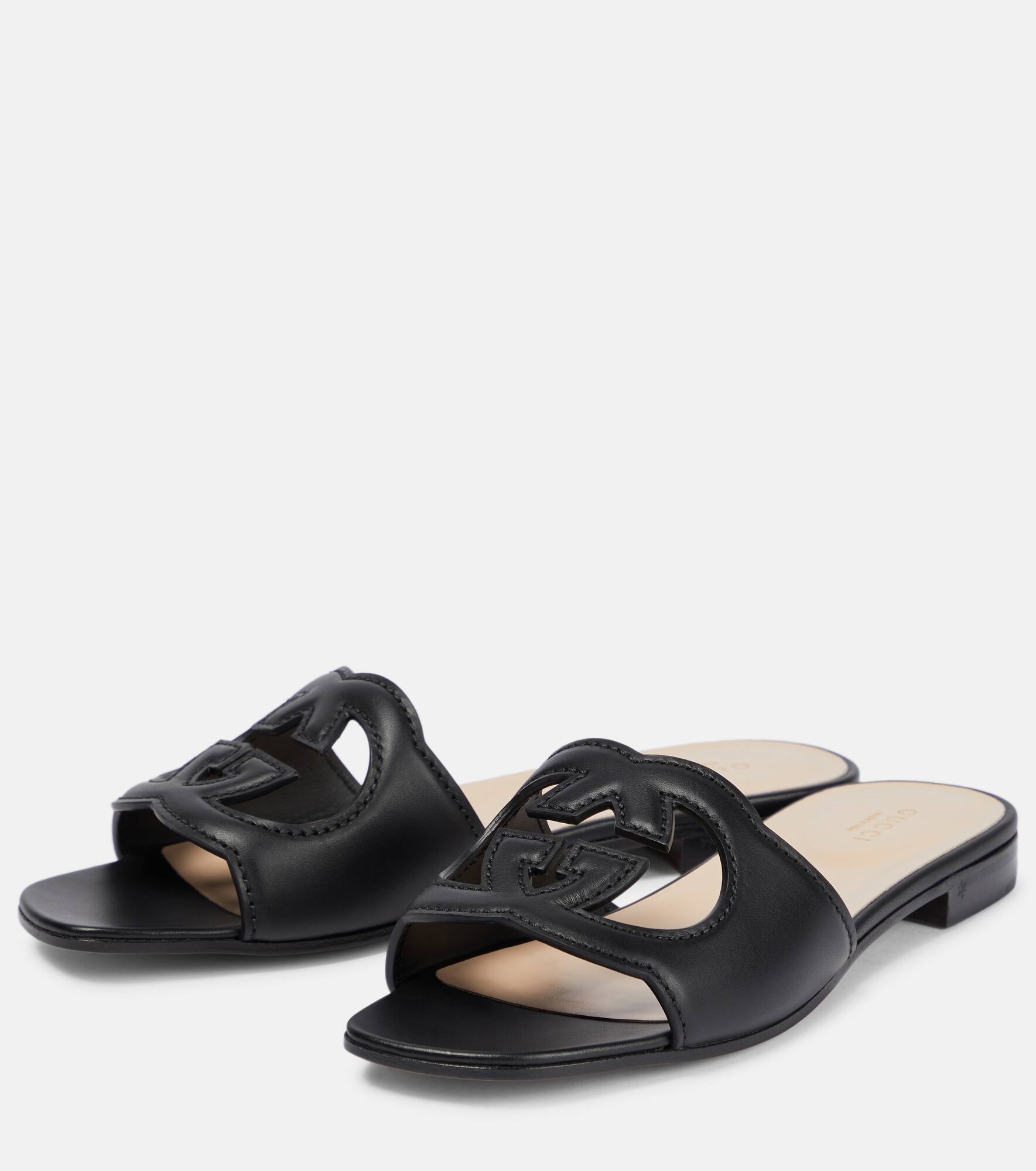 Interlocking G cutout leather sandals - 5