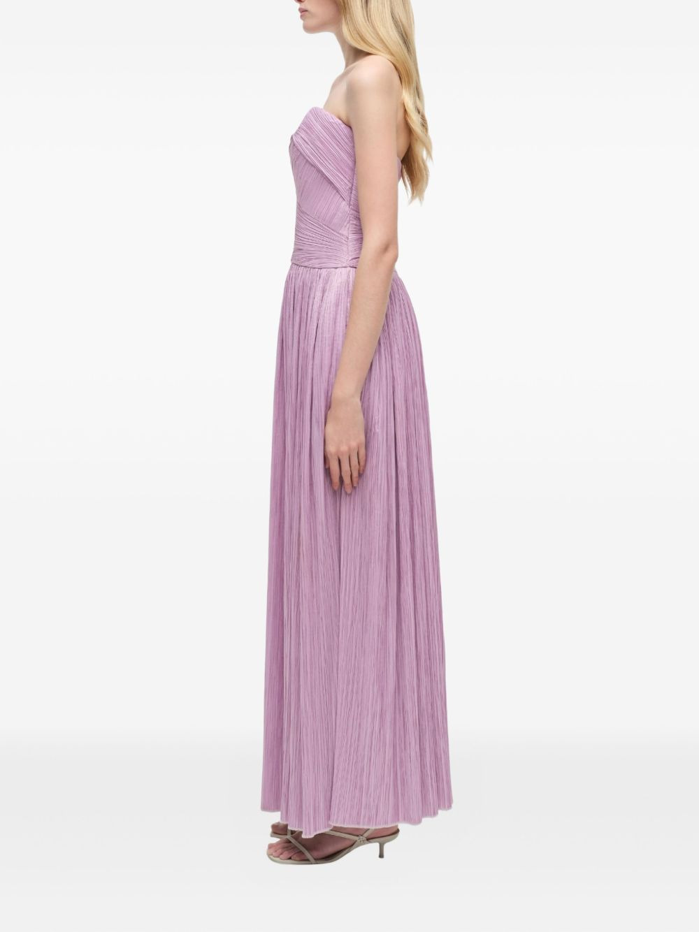 pleated strapless midi party gown - 4