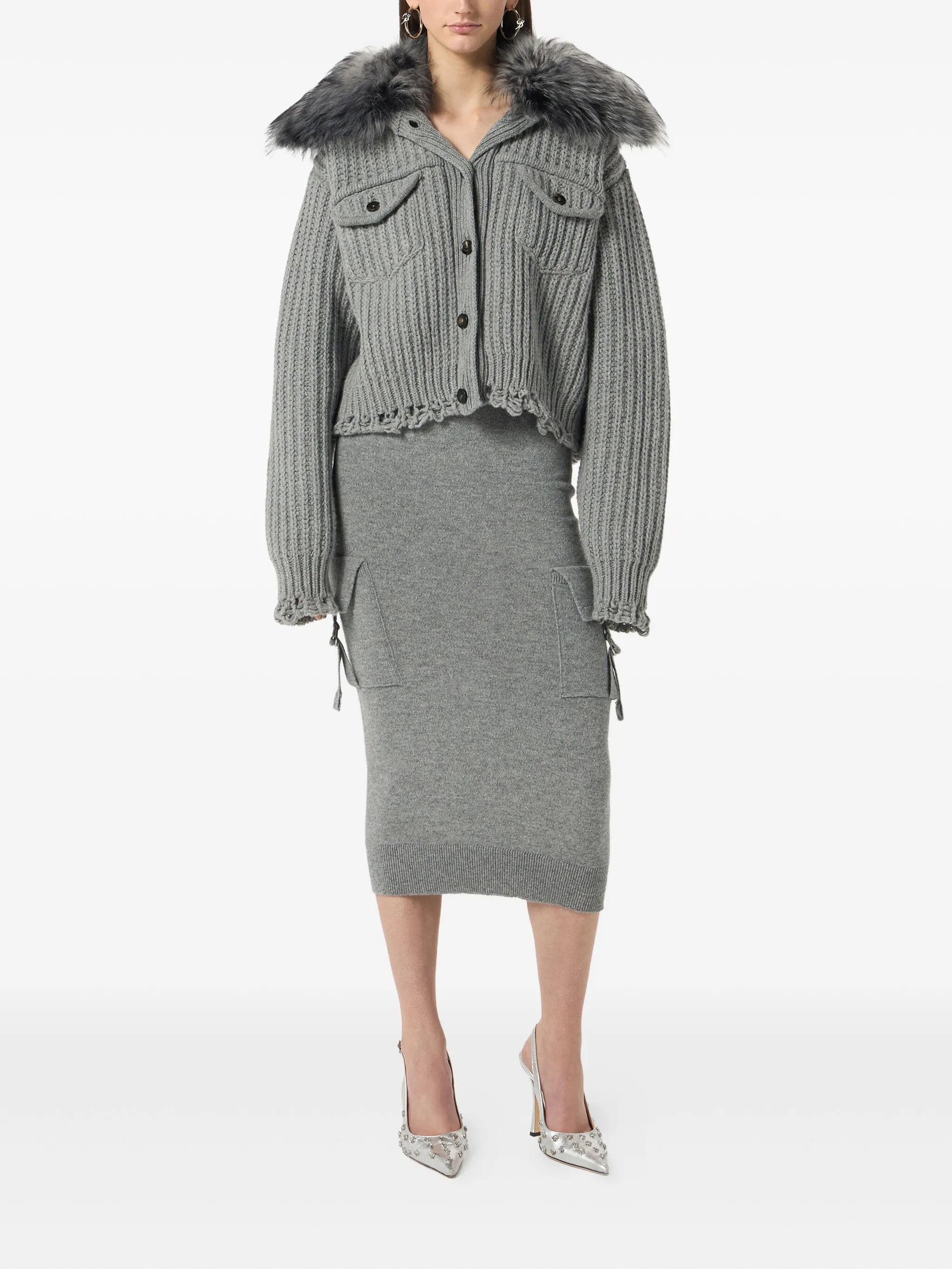 Blumarine Cargo-pockets Wool Midi Skirt - 3