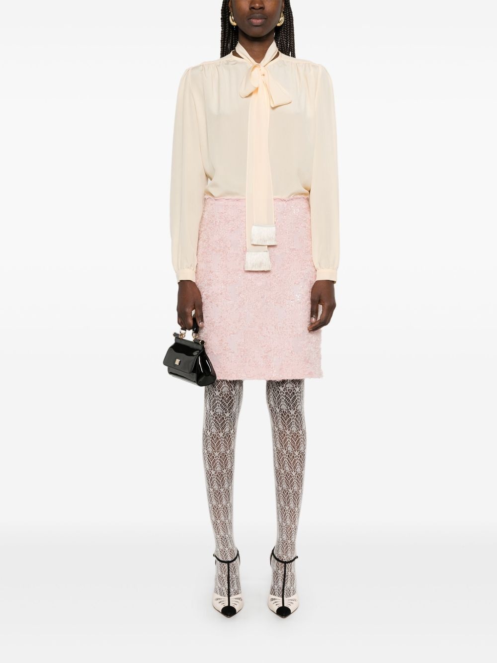 attached-scarf shirt - 2