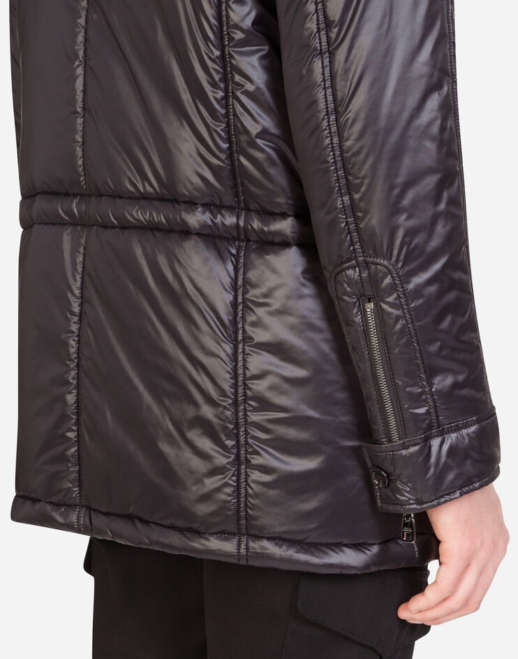 Nylon quilted jacket with hood and patch - 5