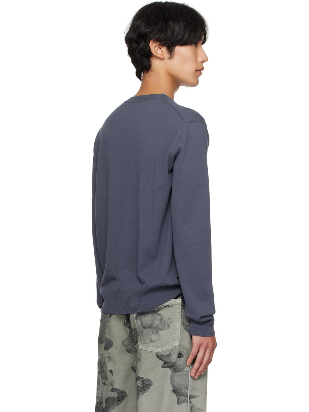 Blue Alex Round Neck Sweater - 3