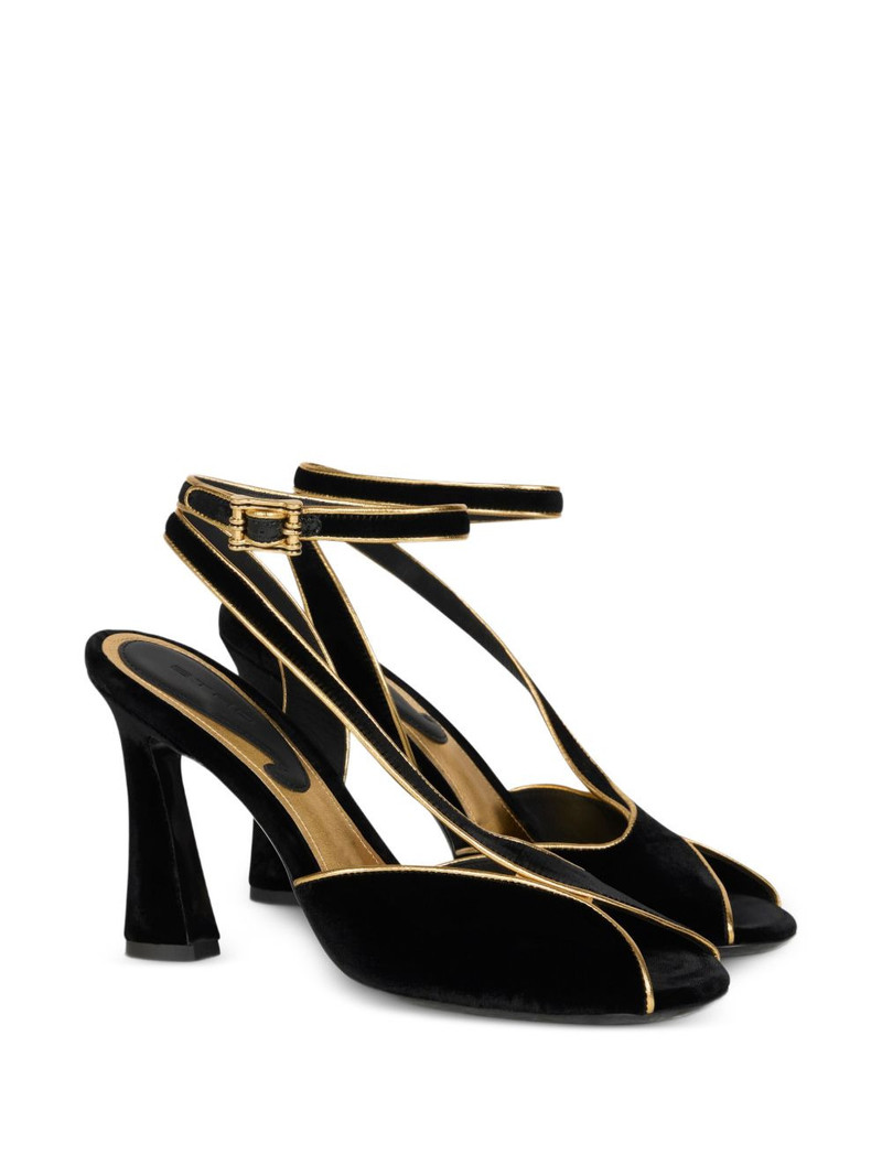 Etro 90mm metallic-trim velvet high-heeled sandals outlook