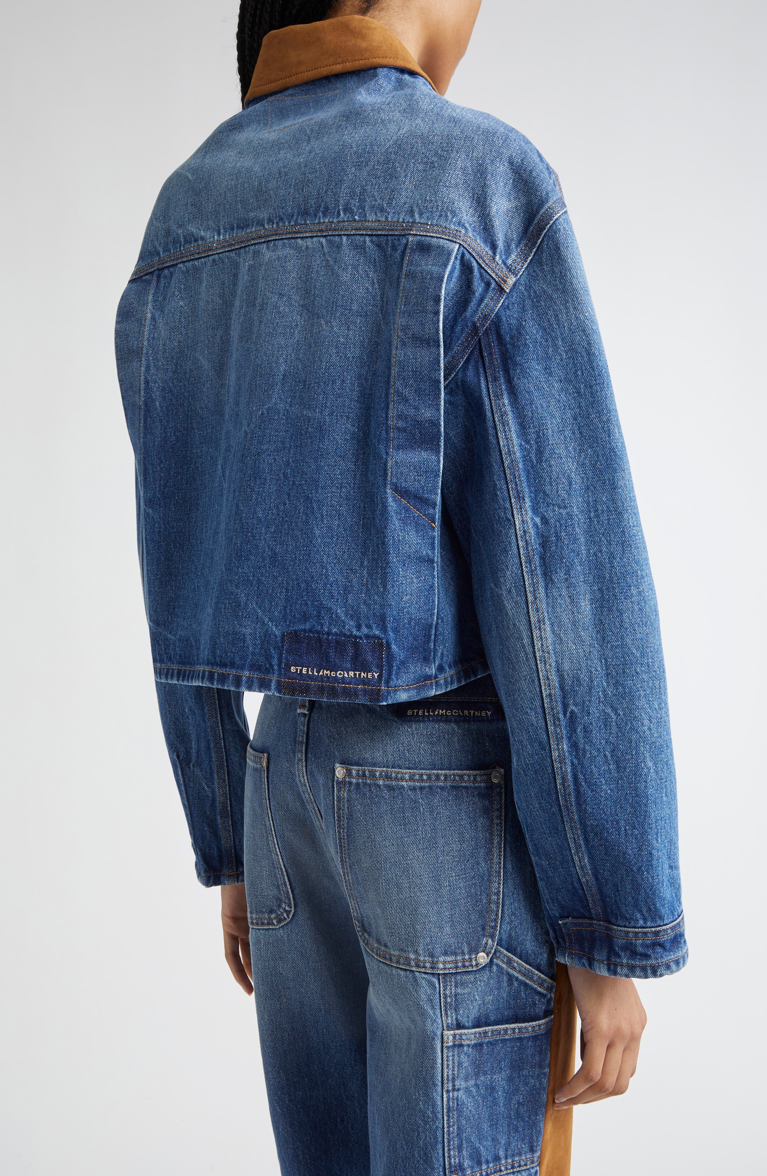 Stella McCartney Denim & Faux Suede Trucker Jacket in 4090 - 3