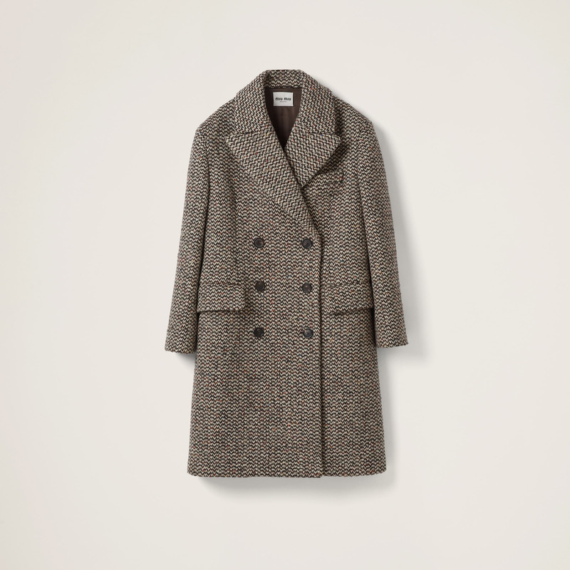 Double-breasted bouclé coat - 1