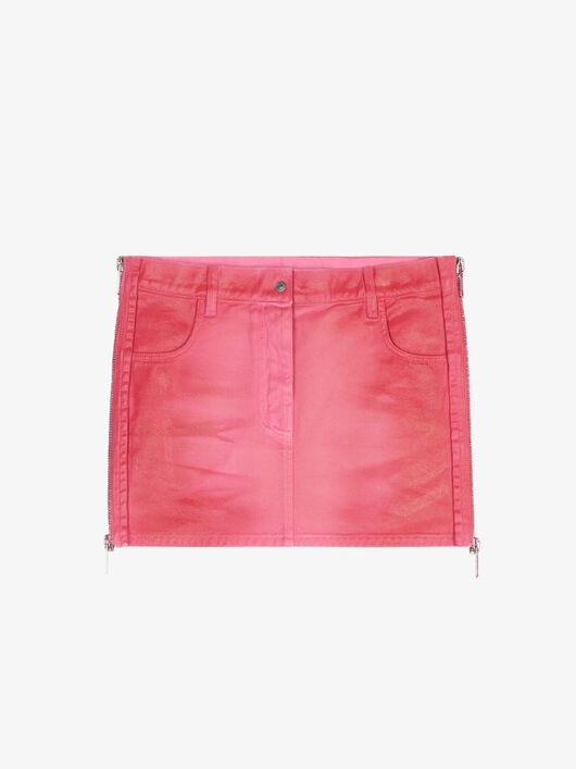 MINI SKIRT IN LUSTER DENIM WITH ZIP - 3