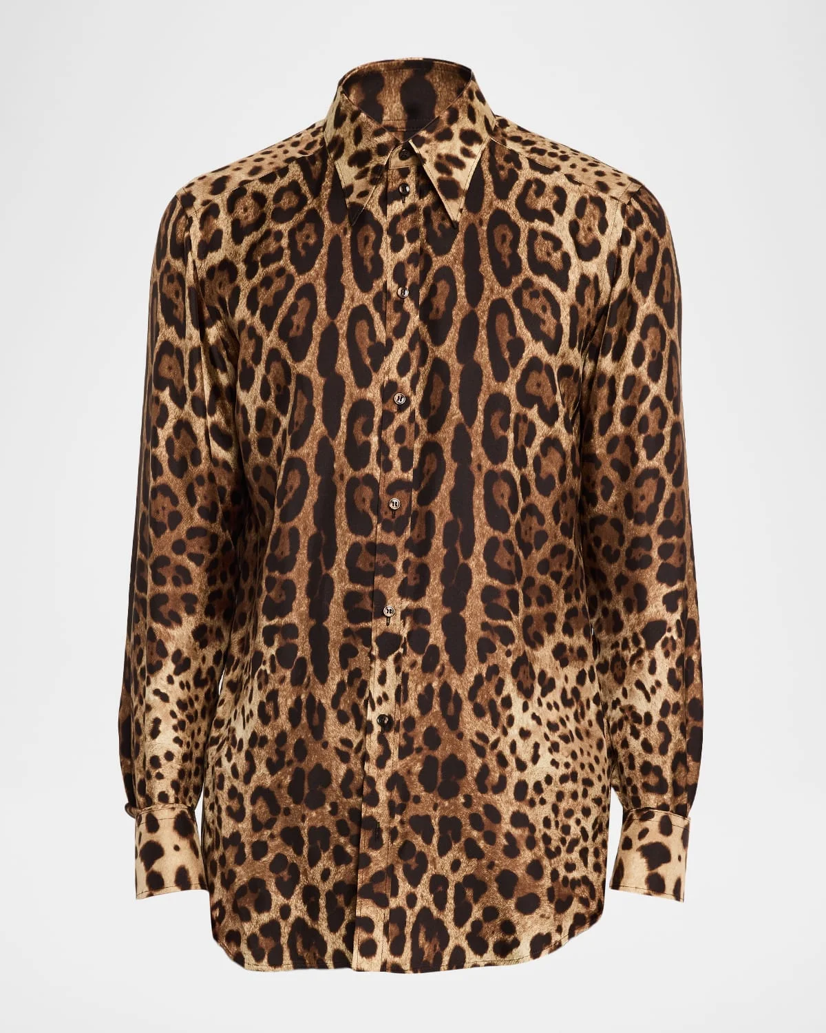 Men's Leopard-Print Poplin Button-Down Shirt - 1