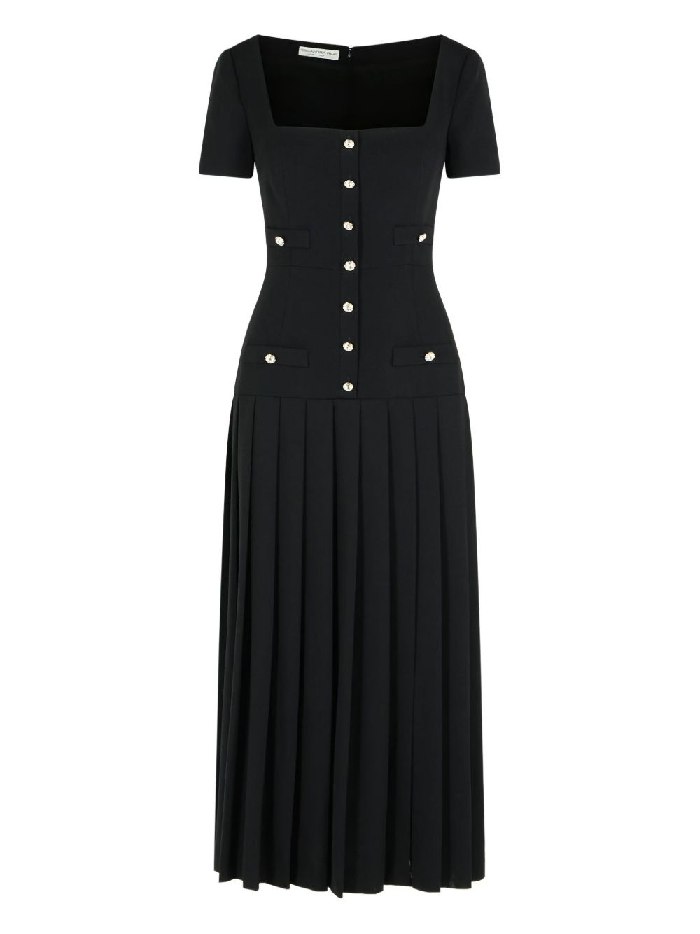 pleated square-neck midi dress - 1