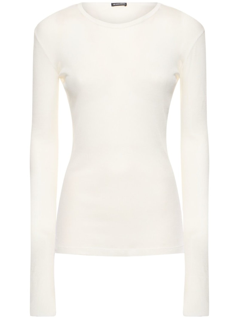 Fiene ribbed cotton long sleeve top - 1