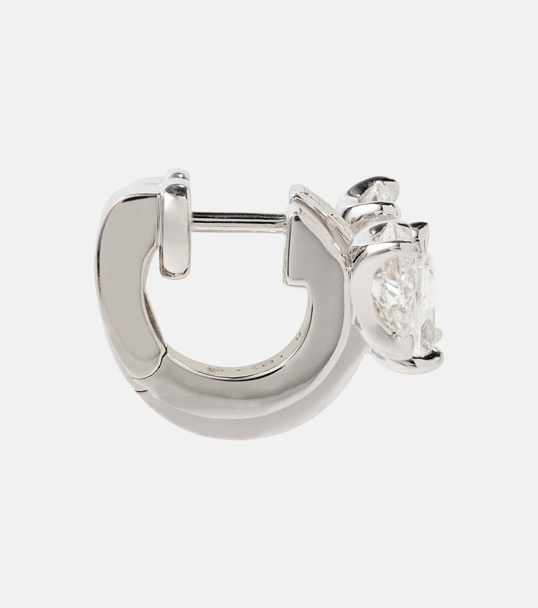Serti Sur Vide 18kt white gold single earring with diamonds - 4