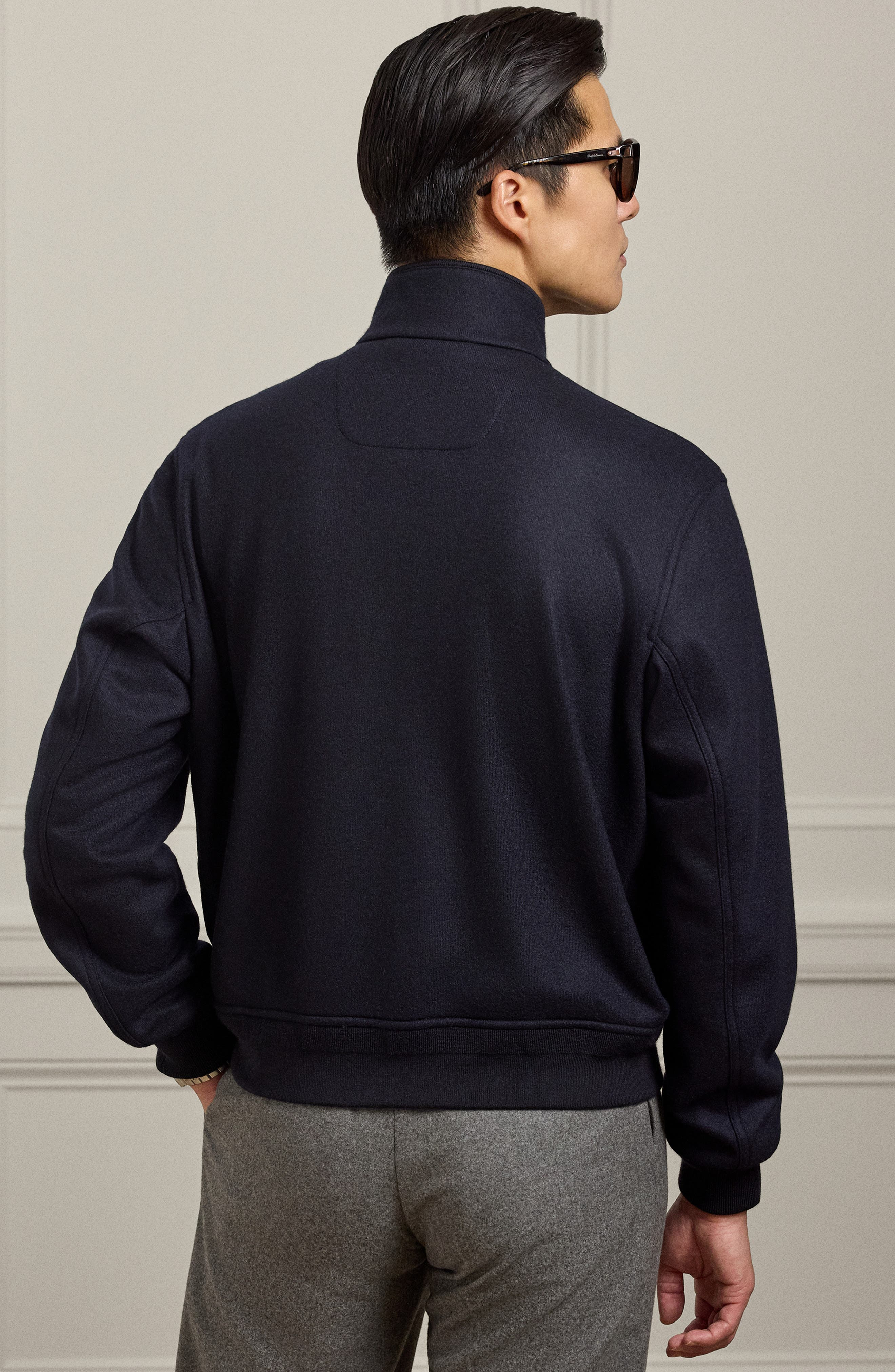 Ralph Lauren Purple Label Cashmere Blend Felt Bomber Jacket in Classic Chairman Navy at Nordstrom - 3