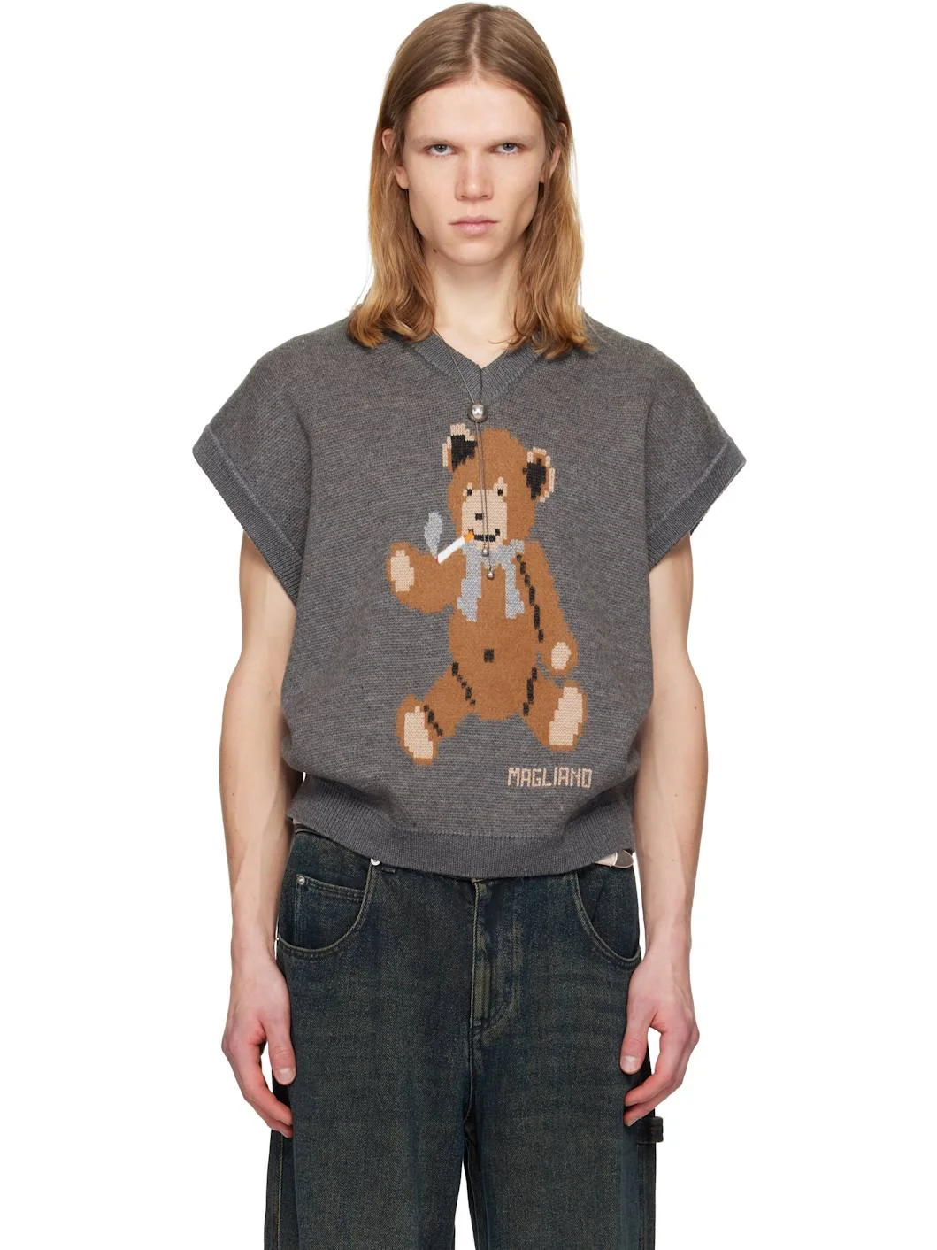 Gray Teddy Bear Vest - 1