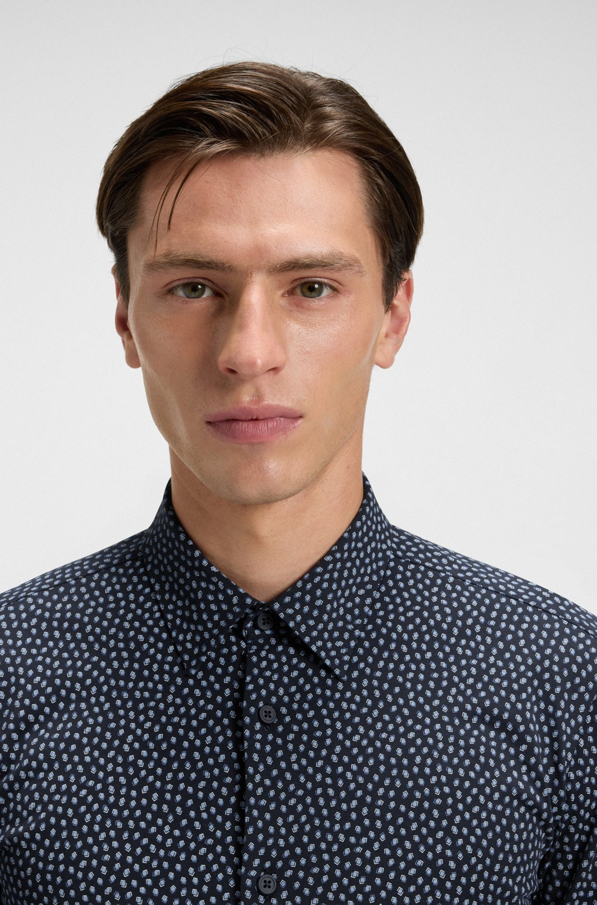 SLIM-FIT SHIRT IN PRINTED COTTON - 3