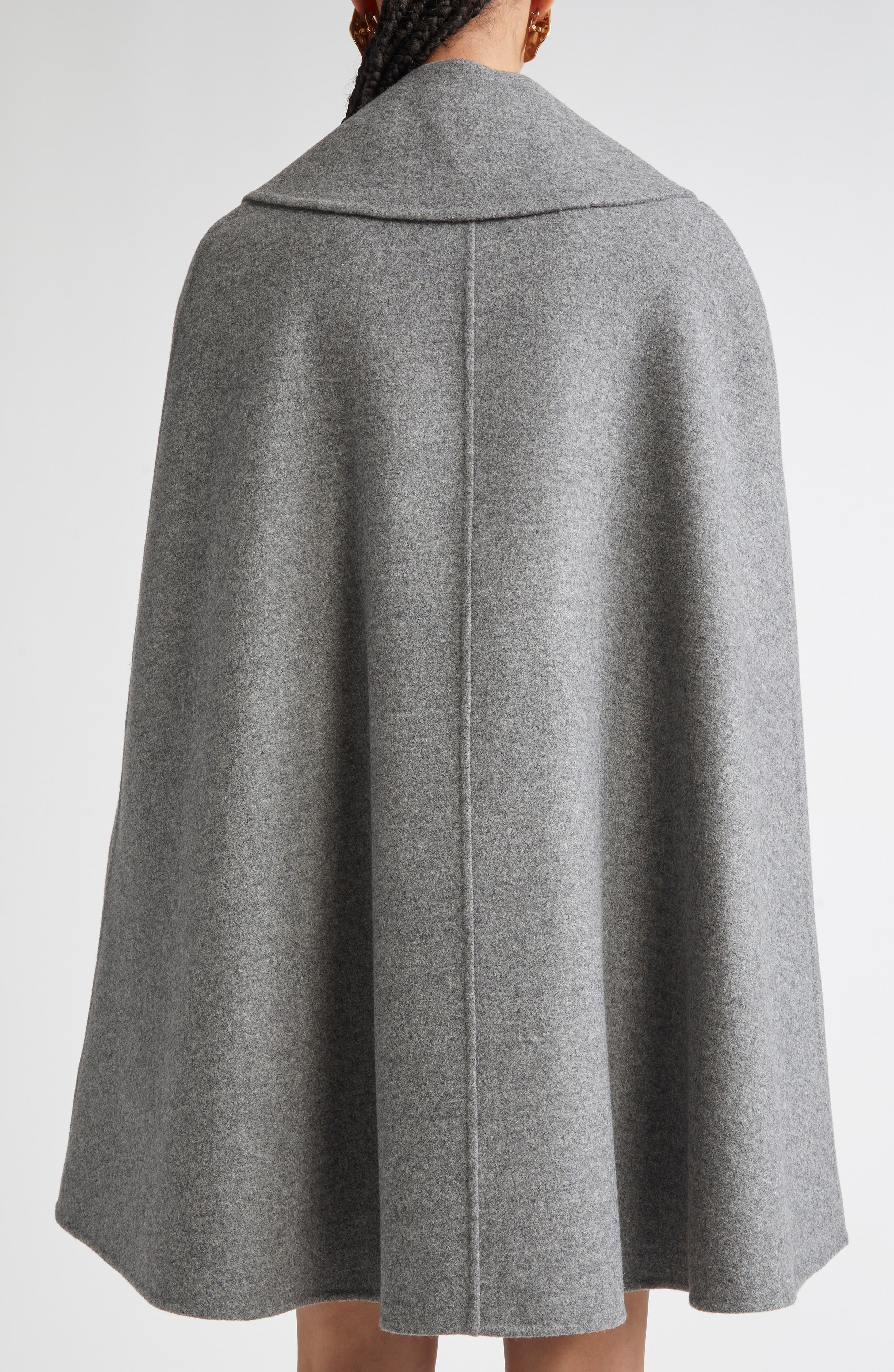 Carolina Herrera Double Face Virgin Wool Peacoat Cape in Melange Grey at Nordstrom - 2
