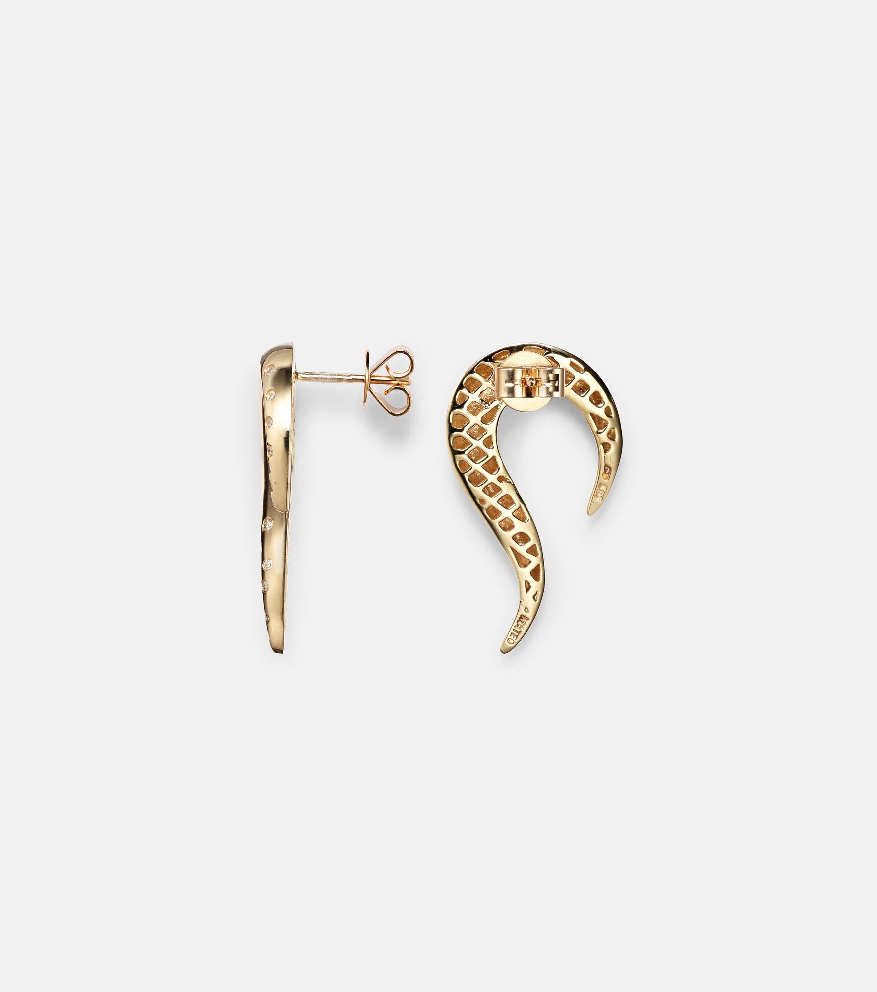 Swoosh 14kt gold earrings with diamonds - 4