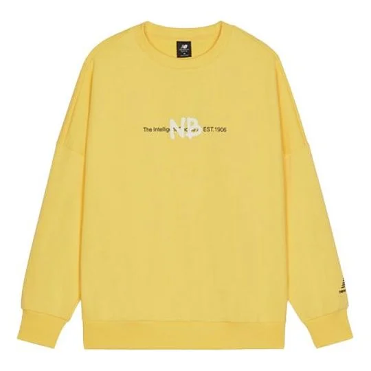 새로운 균형 남자의 새로운 균형 로고 인쇄 니트 스포츠 둥근 목 Pullover 황색 AMT13365-LHZ - 1
