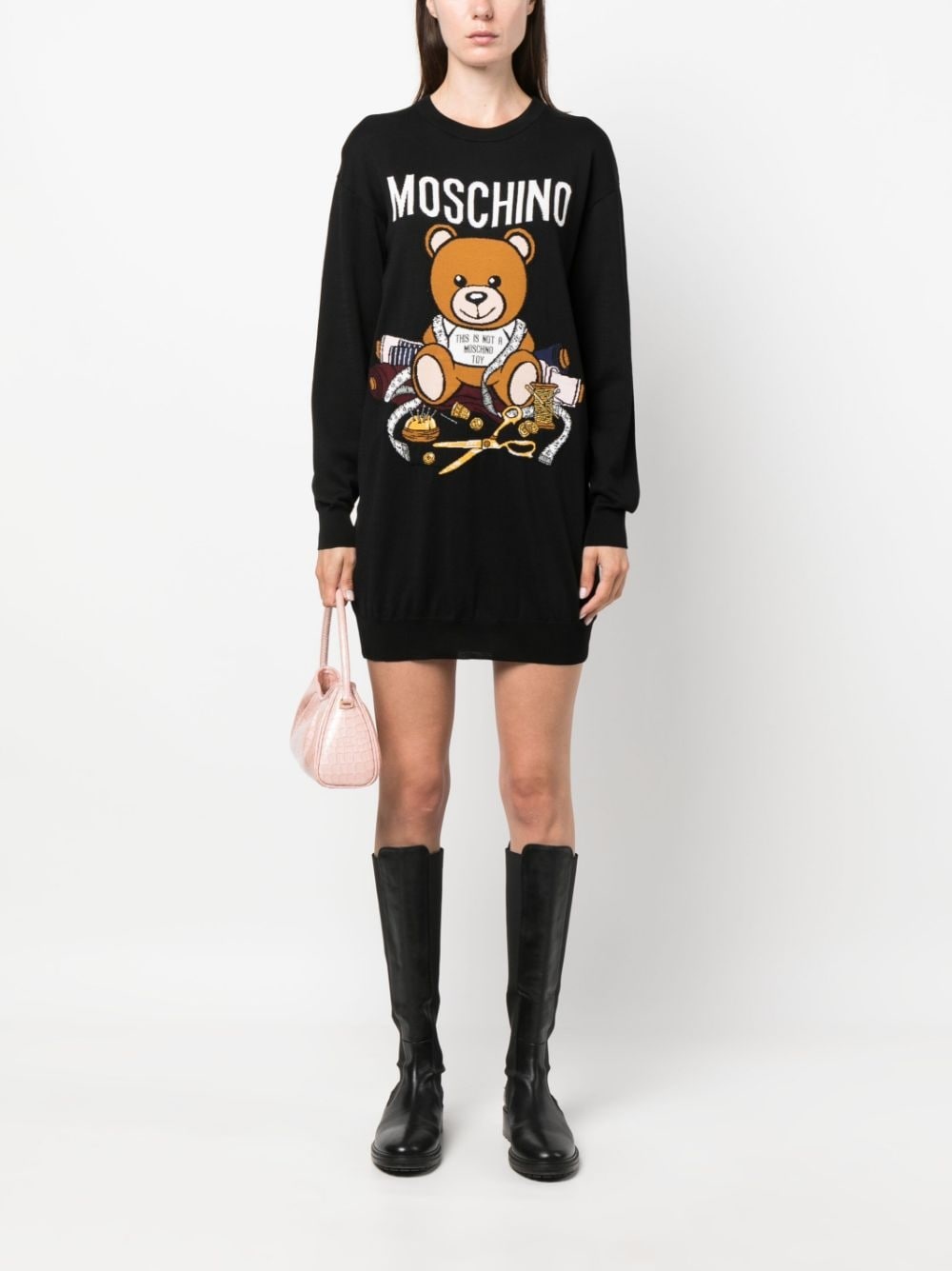 intarsia-knit cotton mini dress - 2