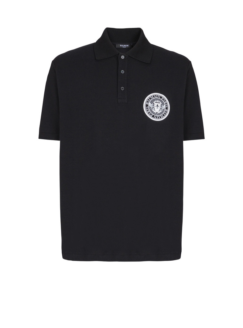 Cotton polo shirt with "Coin" print - 1