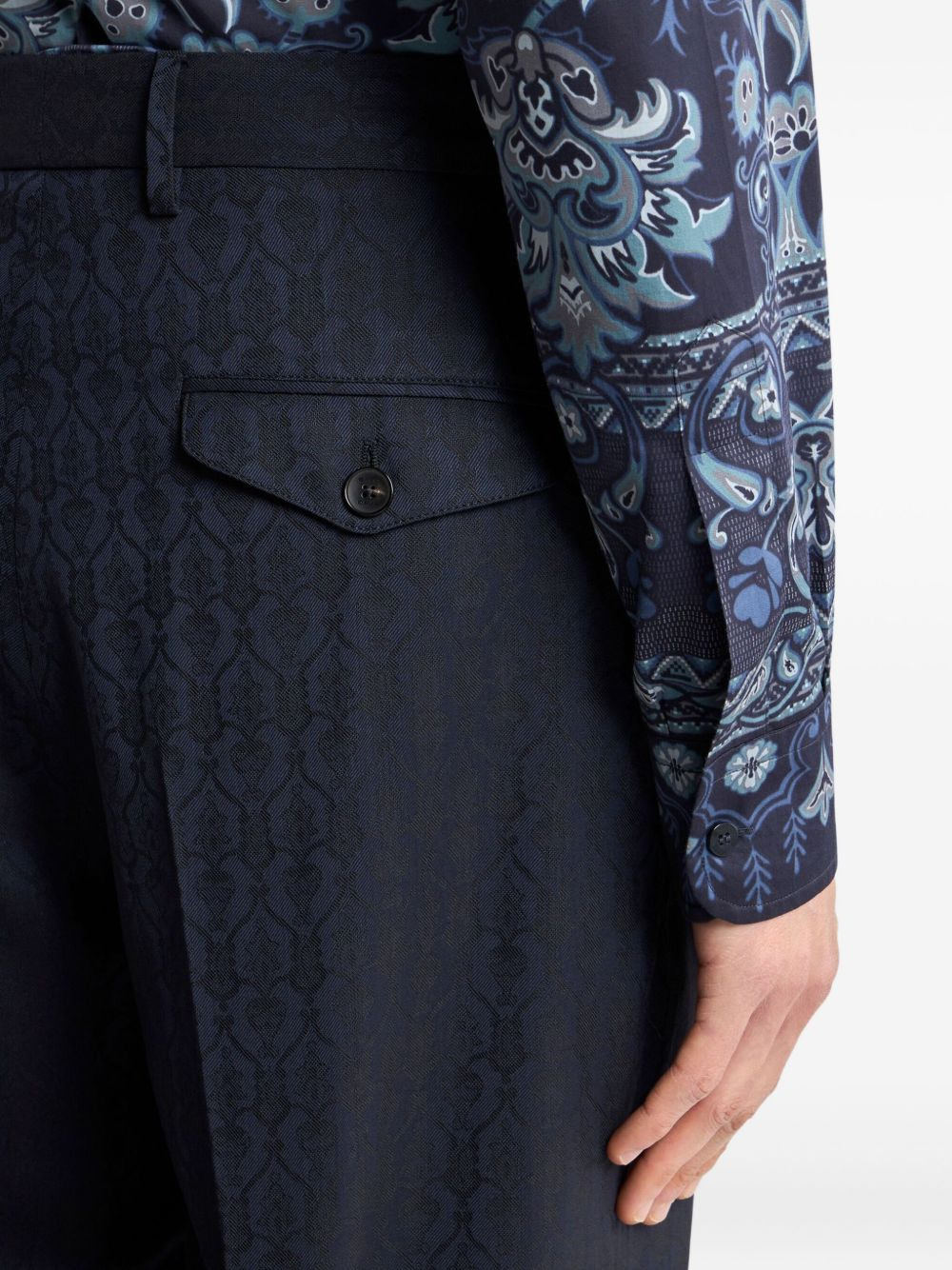 jacquard wool trousers - 4