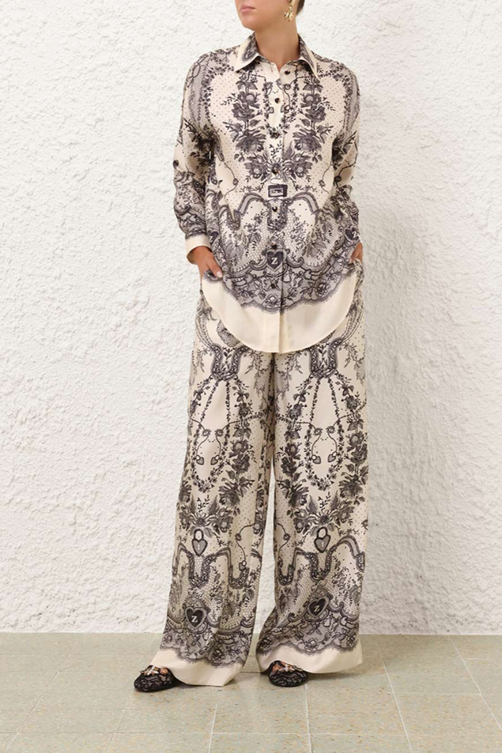 Crush Draw Waist Pant Ivory Locket - 2