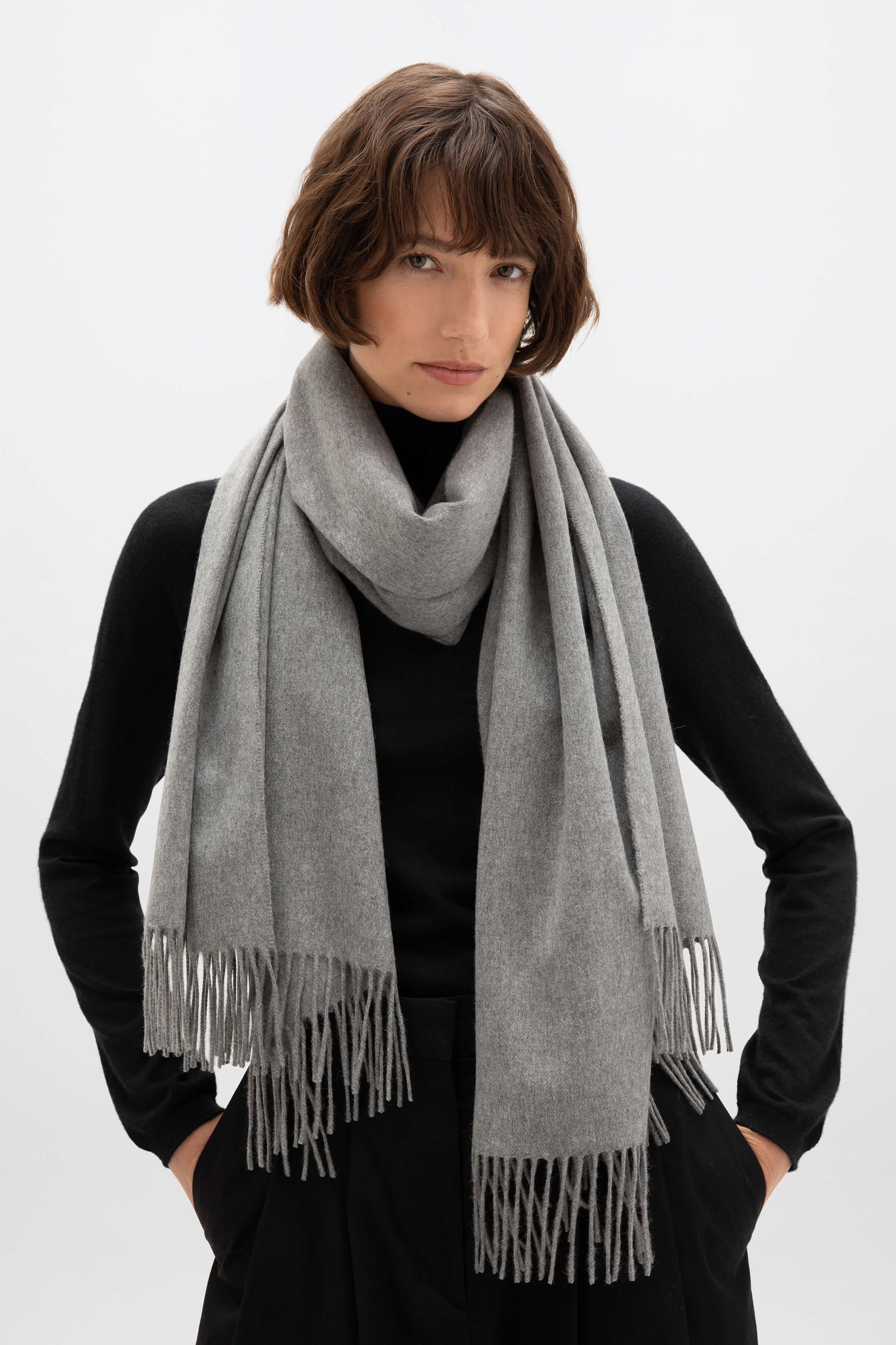 Mid Grey Cashmere Stole - 2