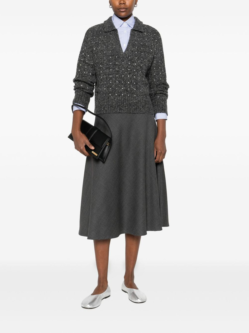 PINKO rhinetone-embellished collared sweater outlook