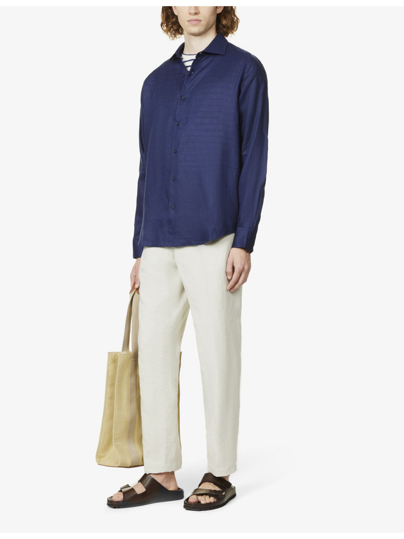 ORLEBAR BROWN Giles brand-tab regular-fit linen shirt outlook