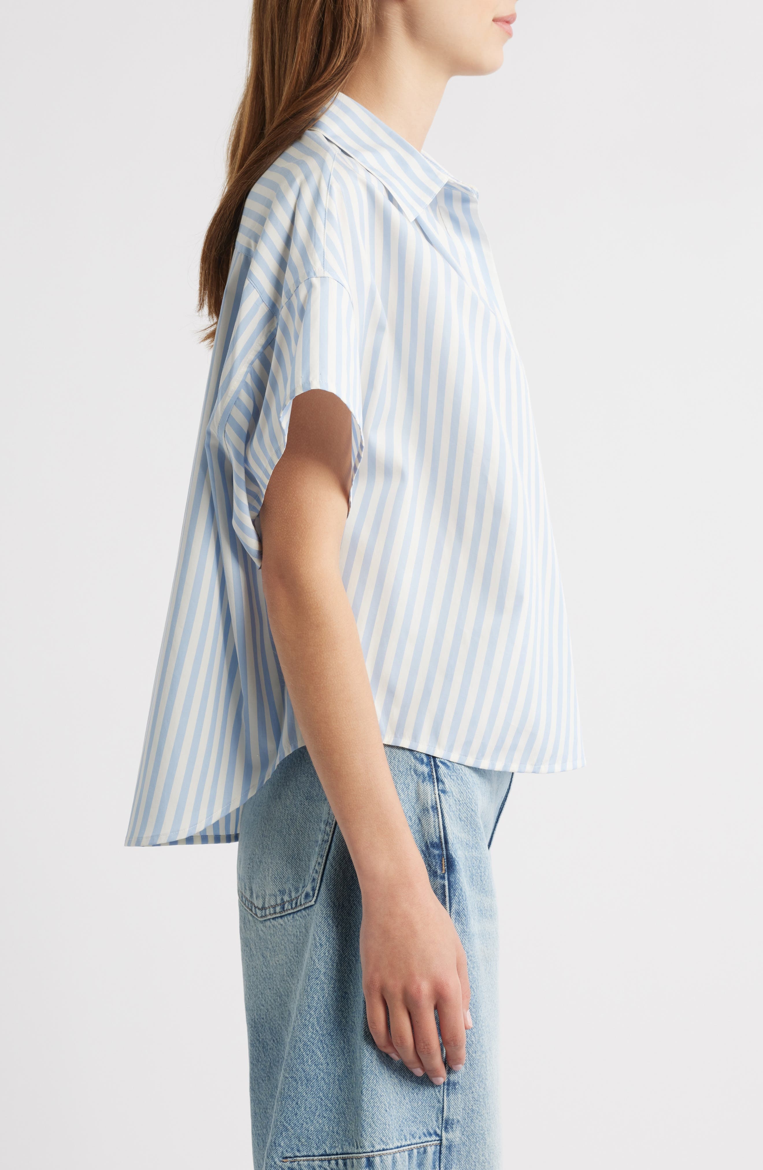 rag & bone Martha Poplin Shirt in Blue Stripe at Nordstrom - 3