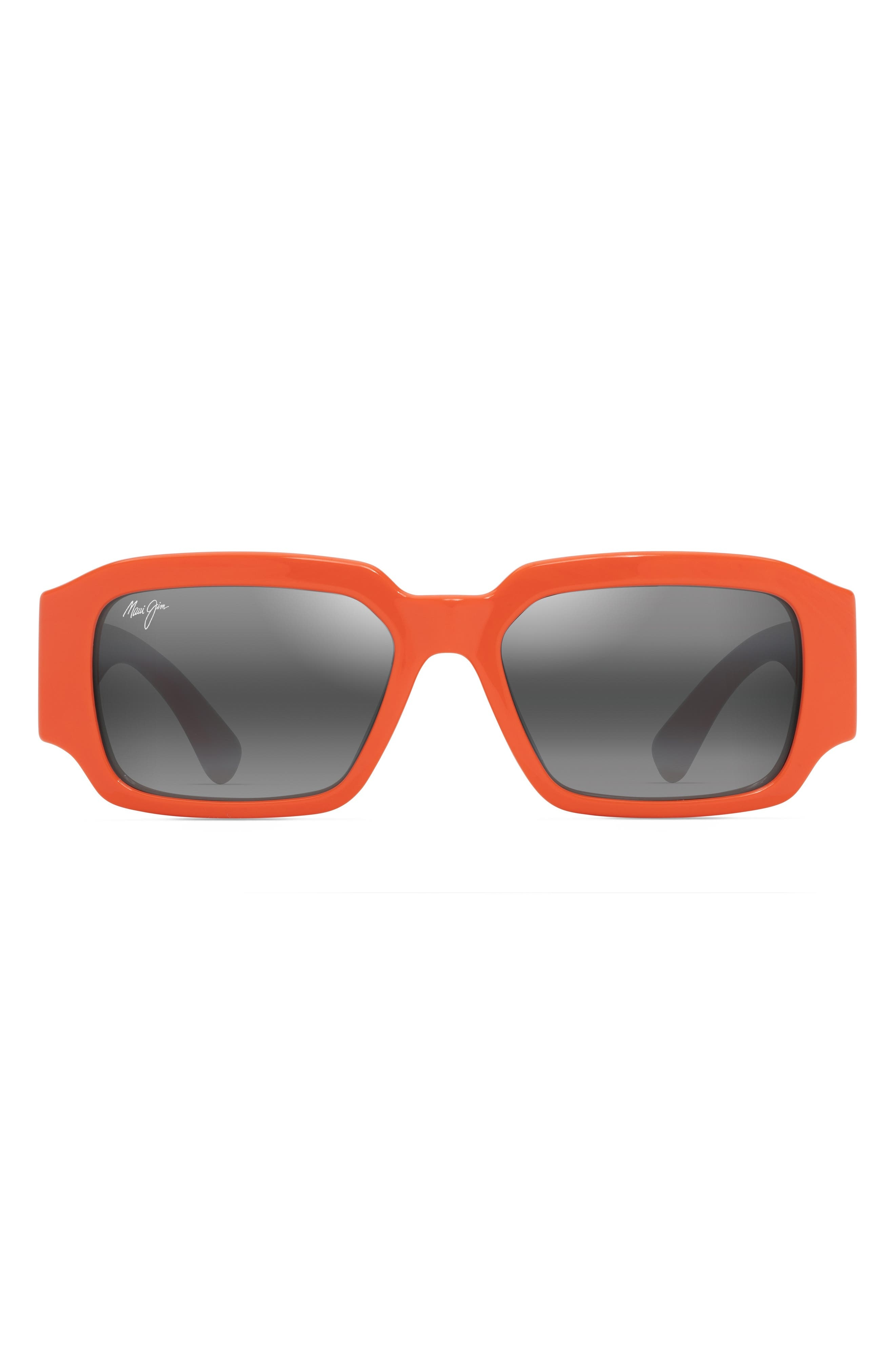 Maui Jim Kupale 55mm Gradient PolarizedPlus2® Rectangular Sunglasses in Shiny Orange at Nordstrom - 1