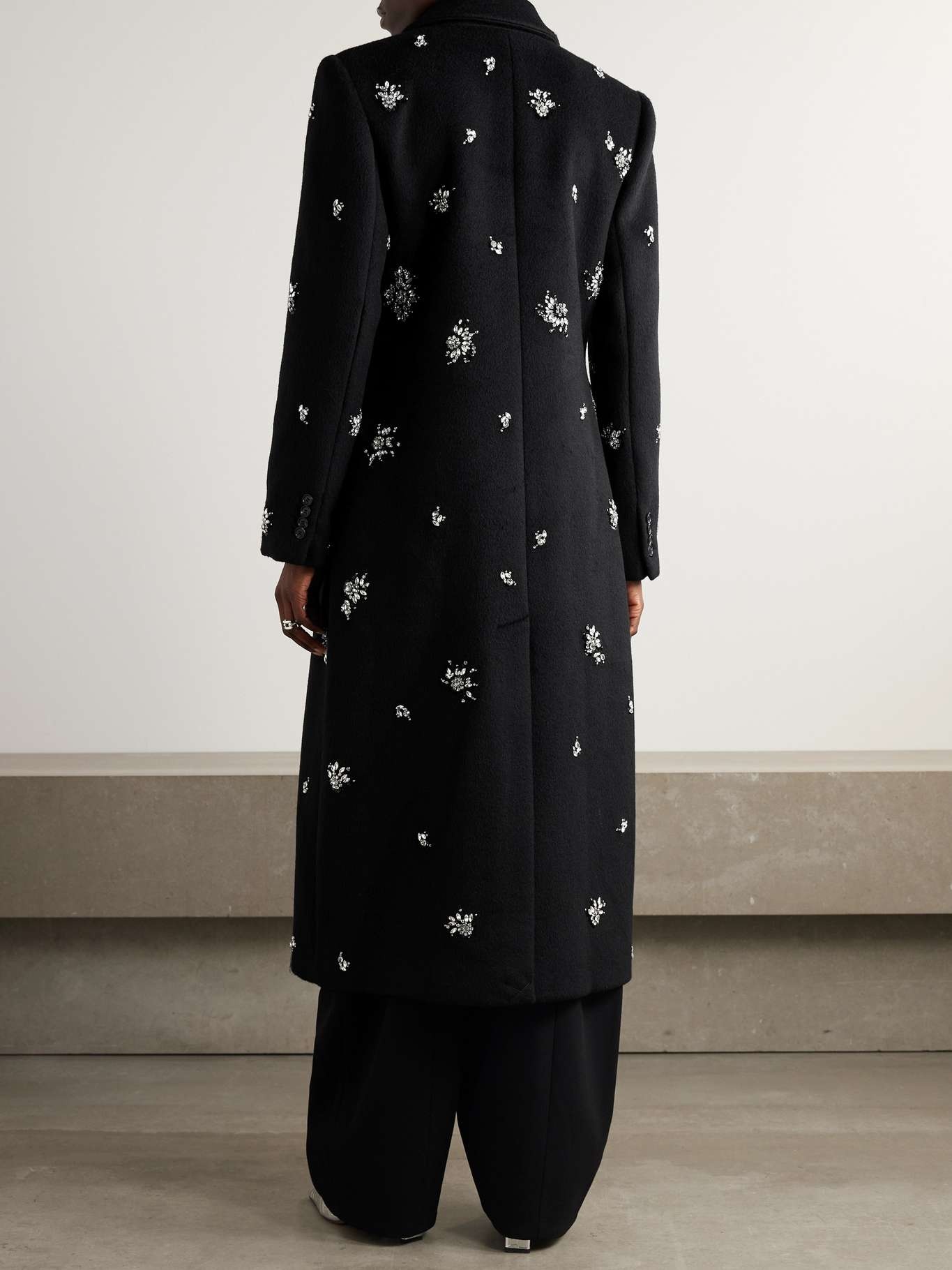 Gianni crystal-embellished brushed wool-blend coat - 4