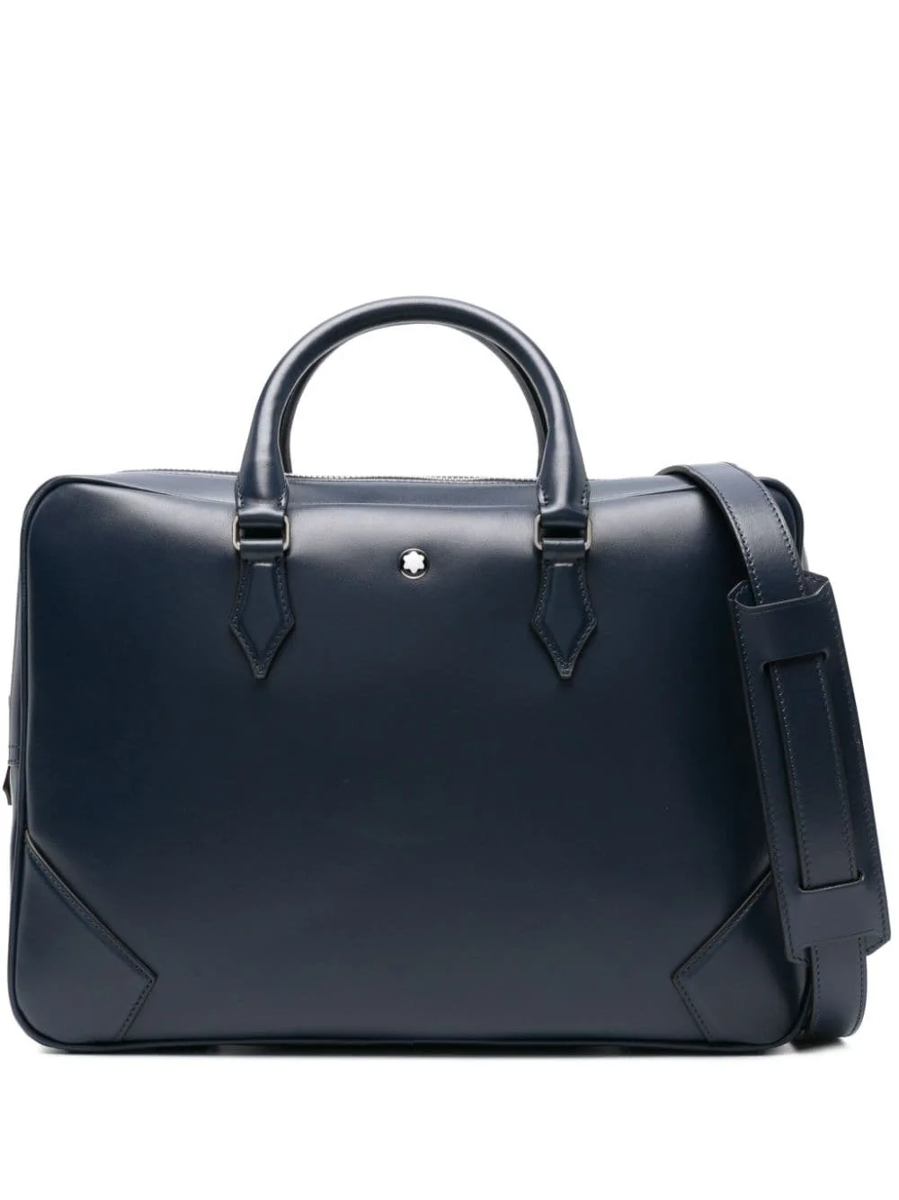 logo plaque leather briefcase - 1