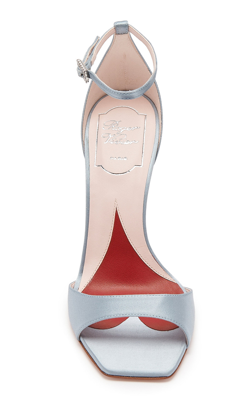 Roger Vivier Vivier Marlene Strass-Detail Satin Sandals blue outlook