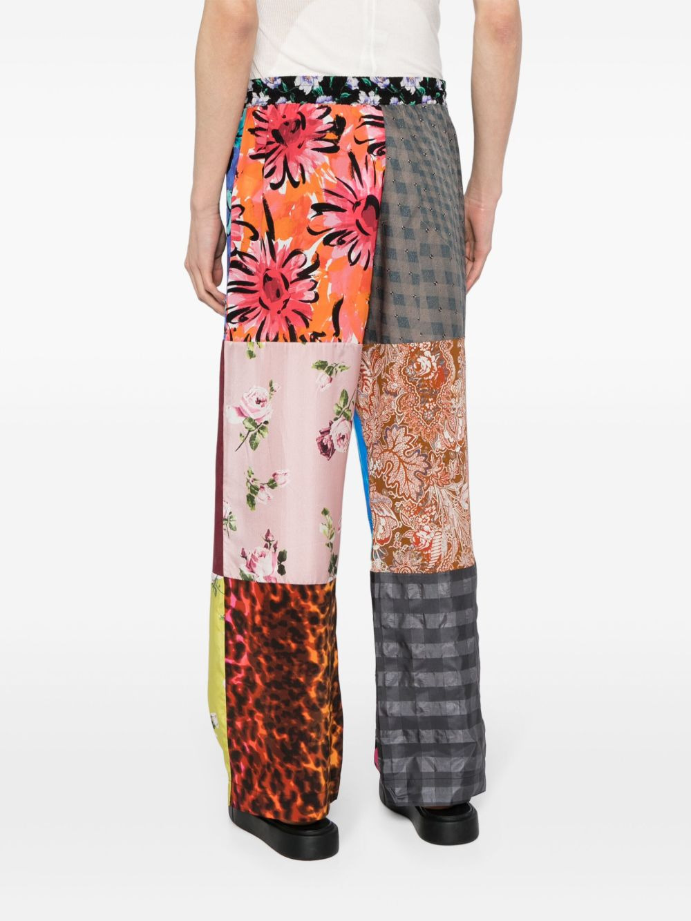 Regenerated colour-block silk trousers - 5