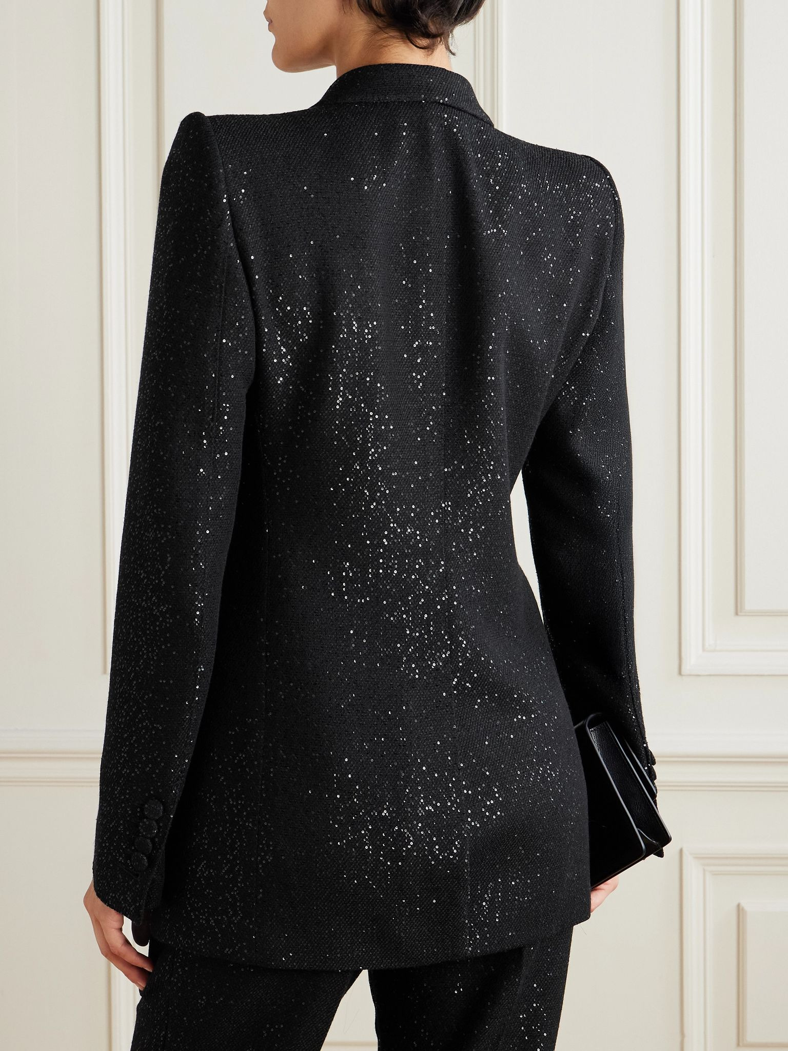 Sequin-embellished wool-blend blazer Black - 3