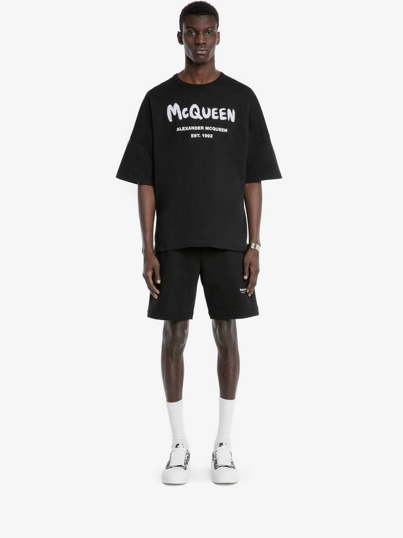 Alexander McQueen Mcqueen Graffiti T-shirt in Black/white outlook