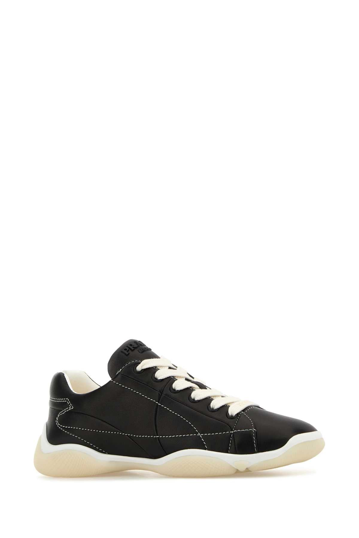Prada Women Black Leather Sneakers - 2