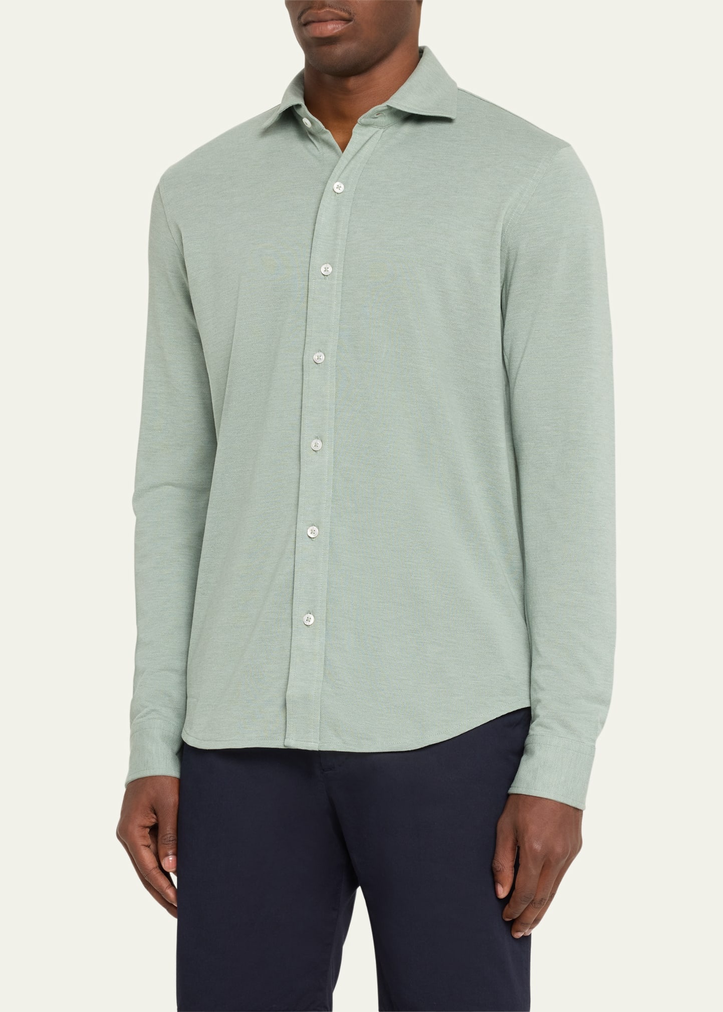 Men's Pique Cotton Button-Down Shirt - 4