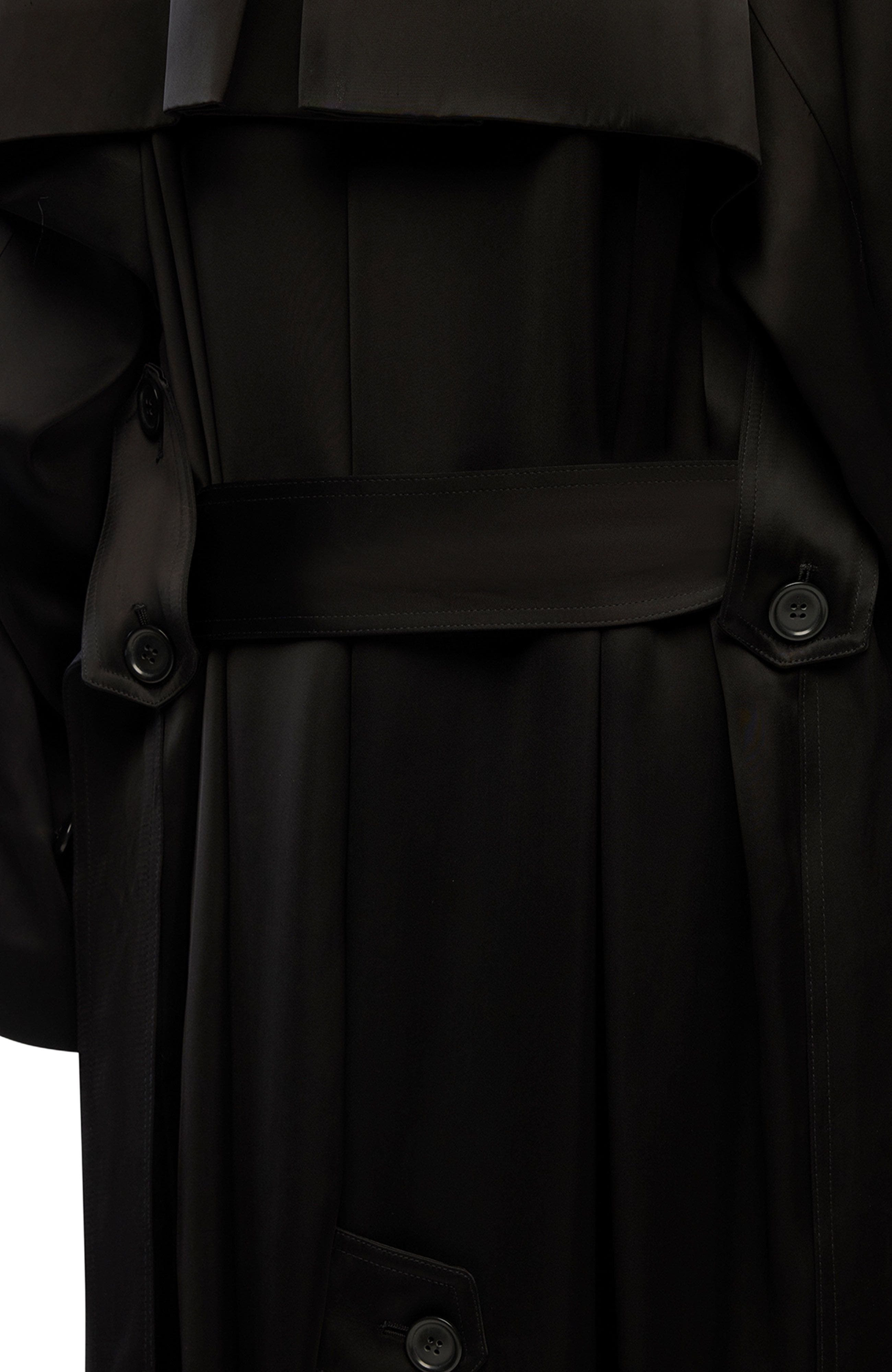 Another Tomorrow Satin Soft Trench in Black at Nordstrom - 4