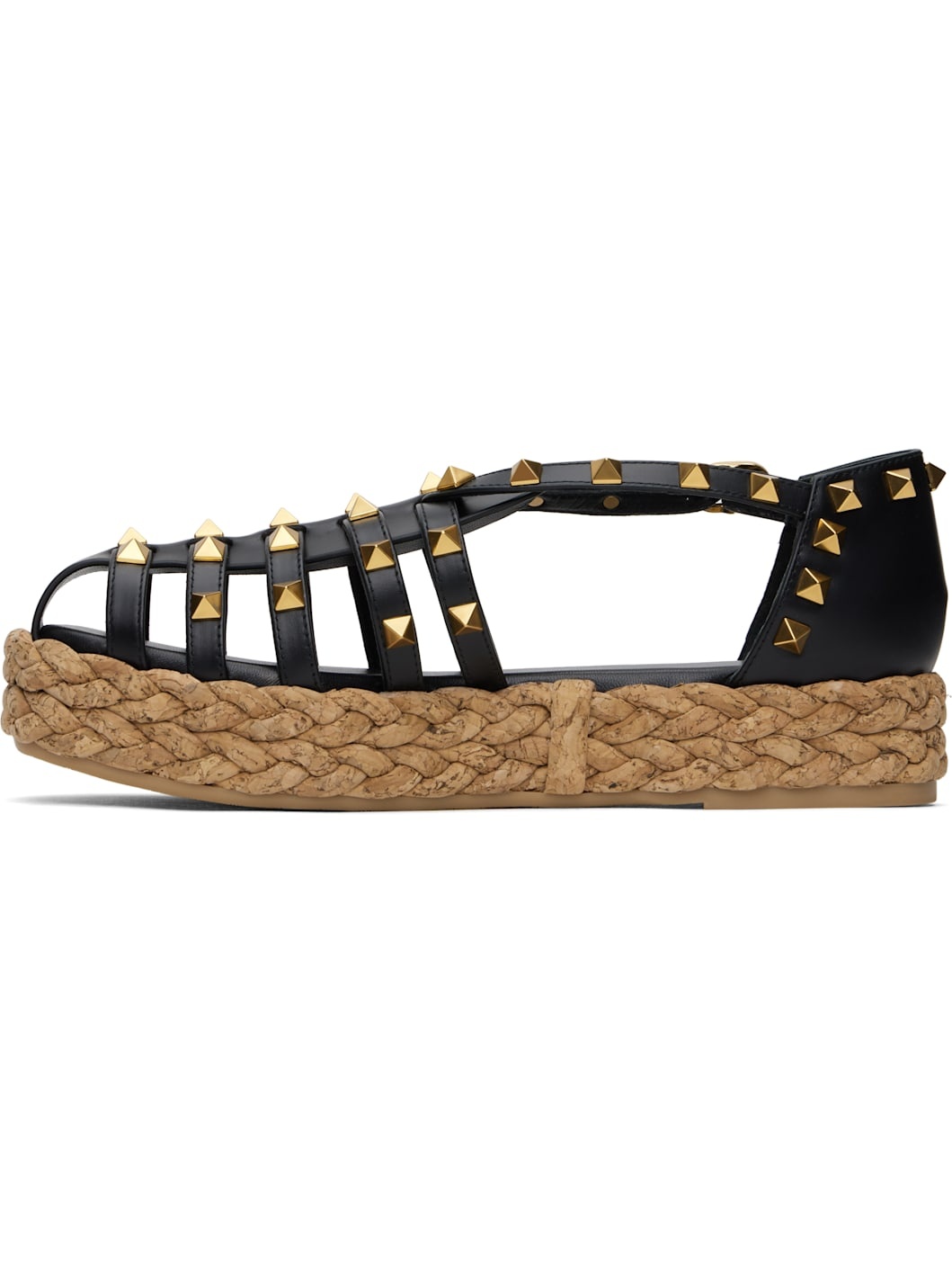 Black Rockstud Cork Sandals - 3