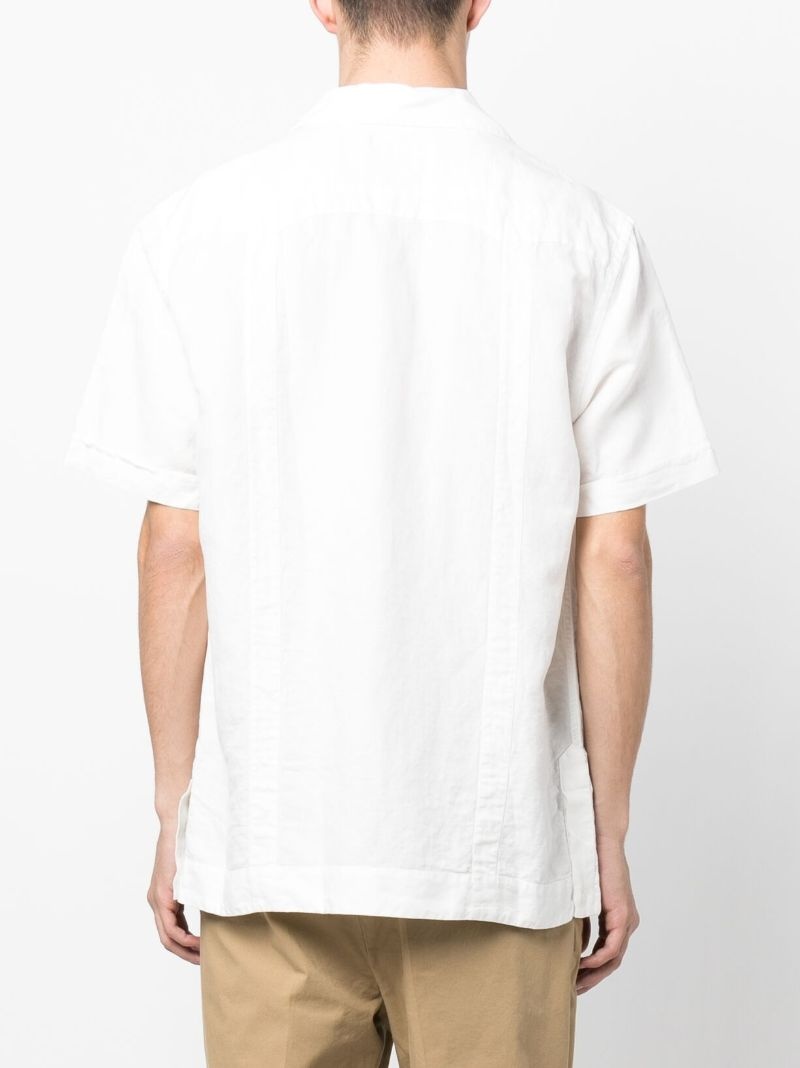 camp-collar linen blend shirt - 4