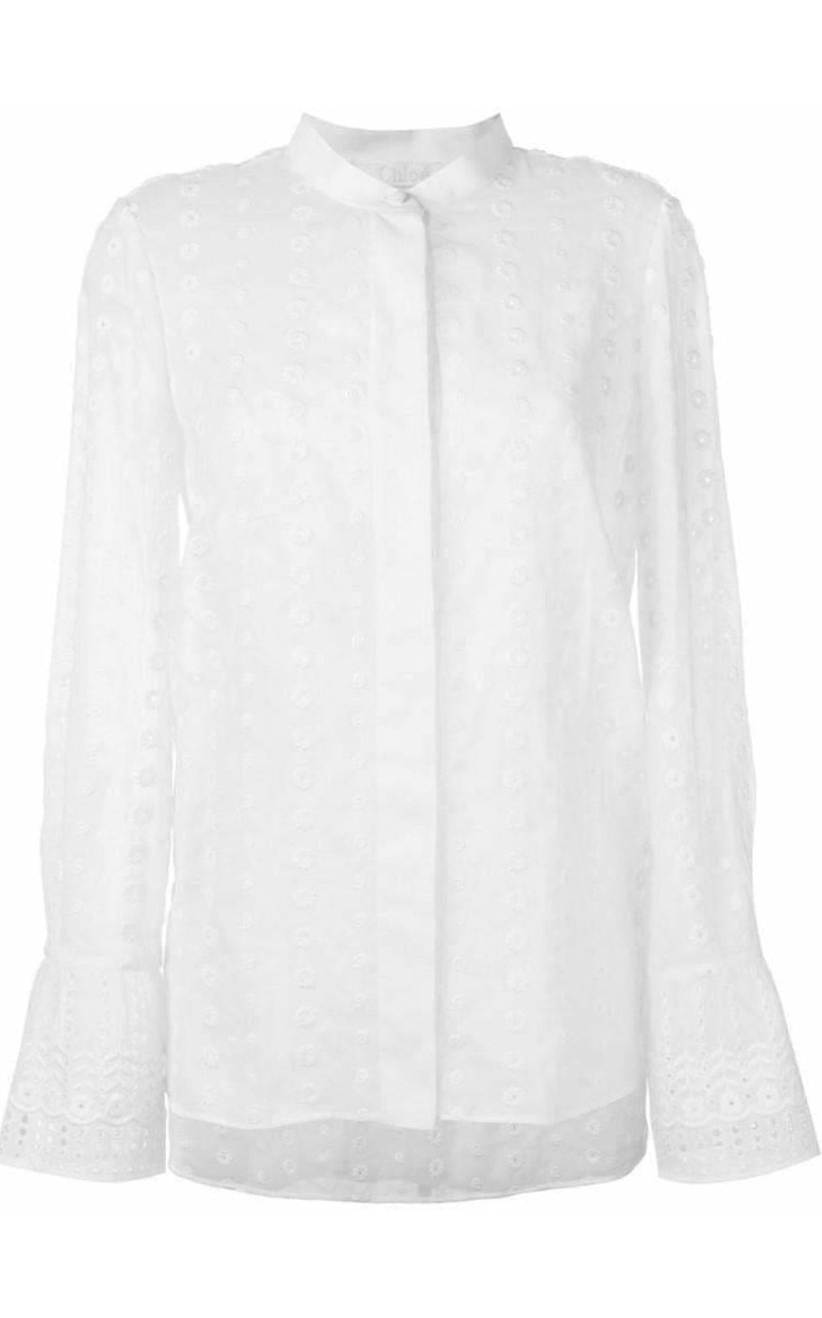 White Cotton Embroidered Shirt - 1