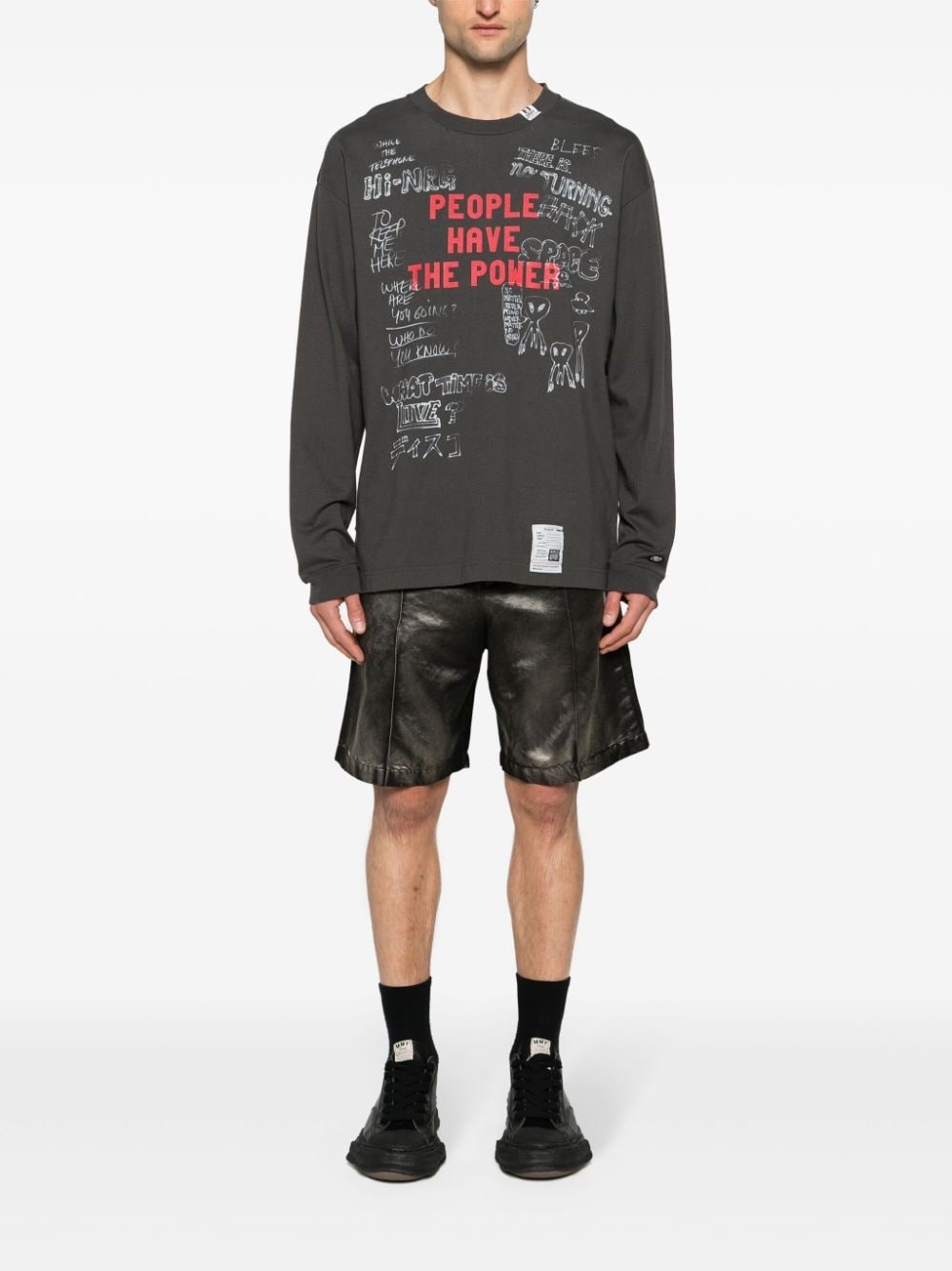 text-print distressed T-shirt - 2