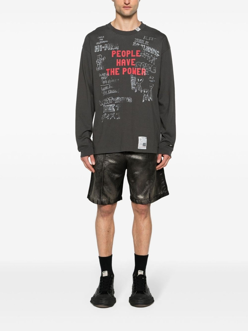 Maison MIHARAYASUHIRO text-print distressed T-shirt outlook