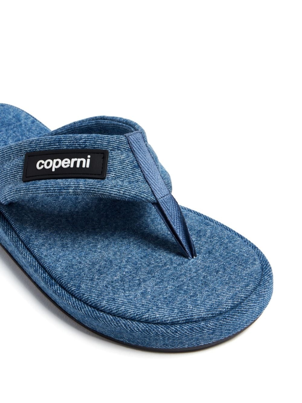 logo-appliquÃ© denim flip-flops - 5