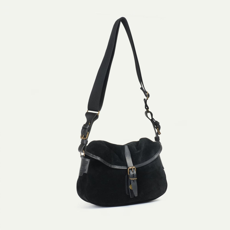 Bleu de Chauffe MUSETTE XS FISHERMAN'S BAG / SUEDE  -  BLACK outlook