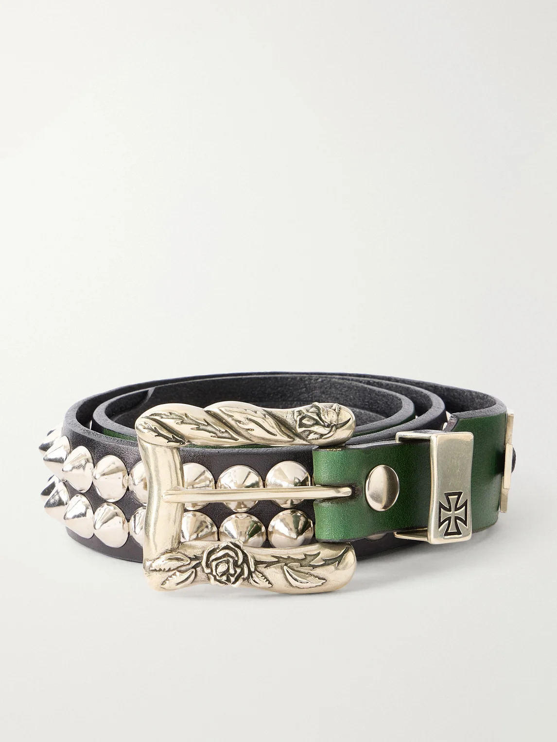 3.5cm Studded Leather Belt - 1